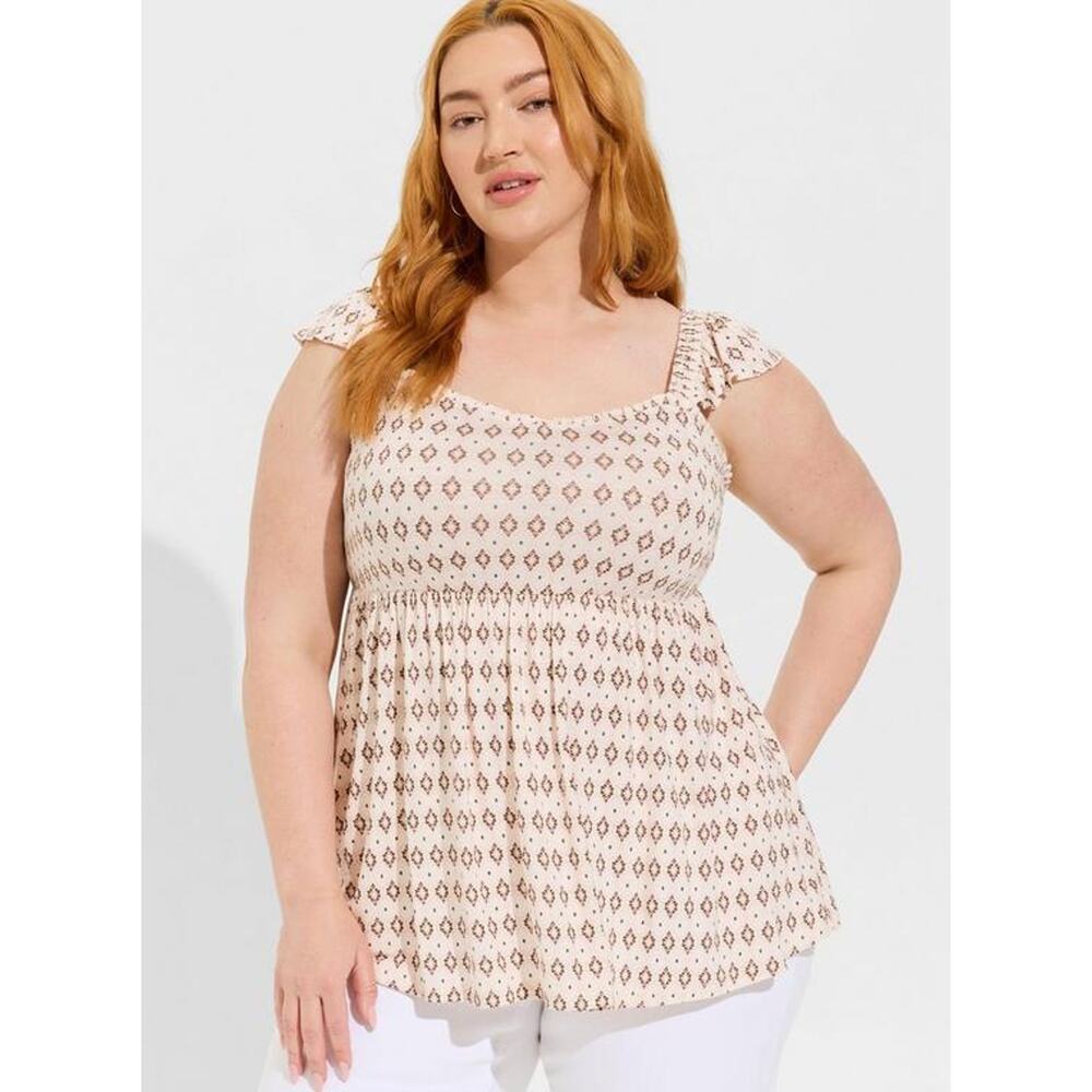 Torrid Babydoll Super Soft Slub Ruffle Shoulder Tank